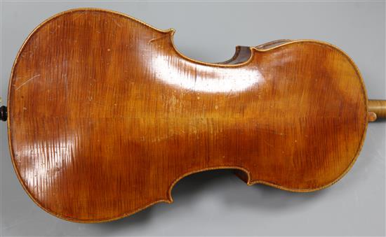 A three-quarter size cello outfit by Thibouville-Lamy, c.1890,